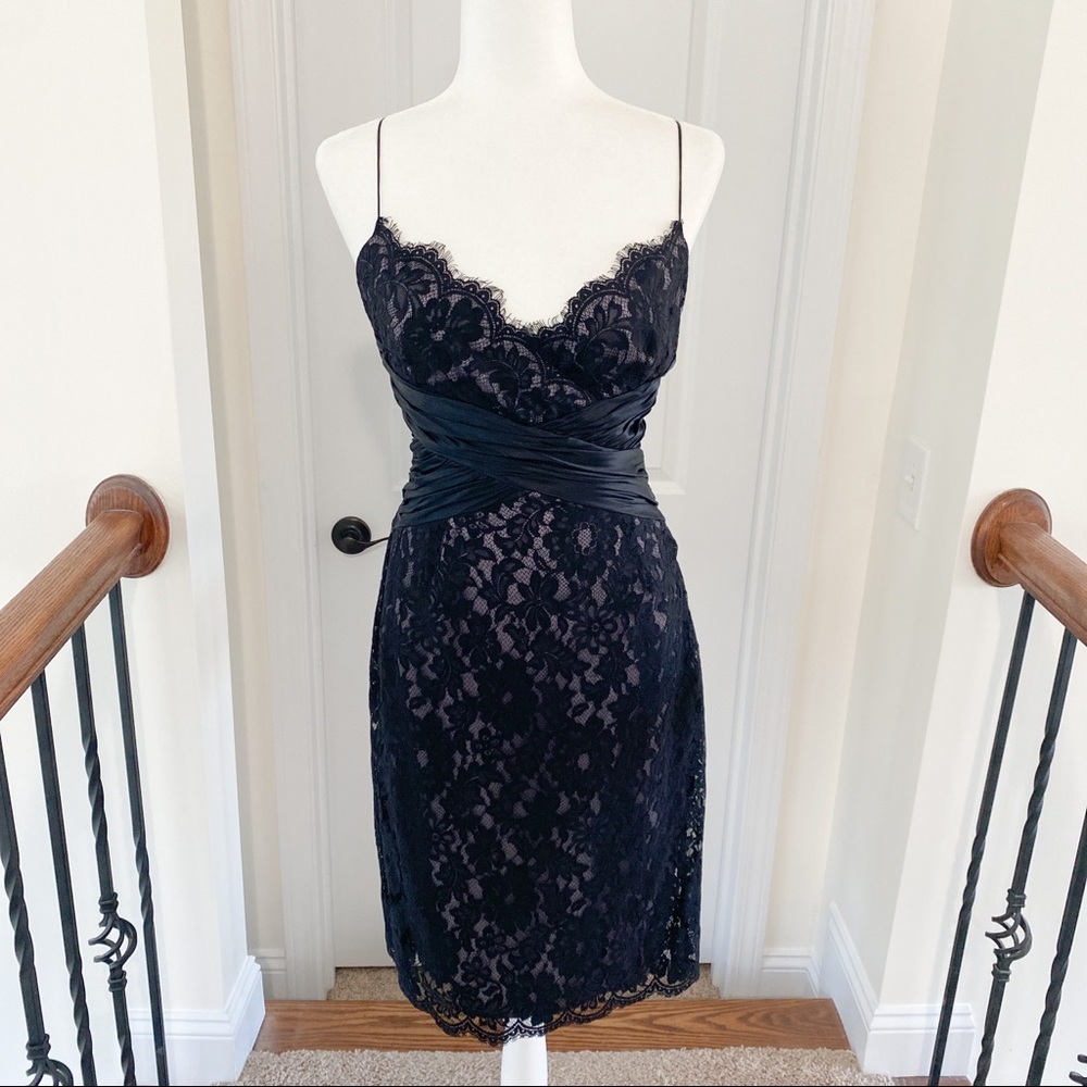 Anne Klein Black Lace and Lilac Cocktail Dress 4